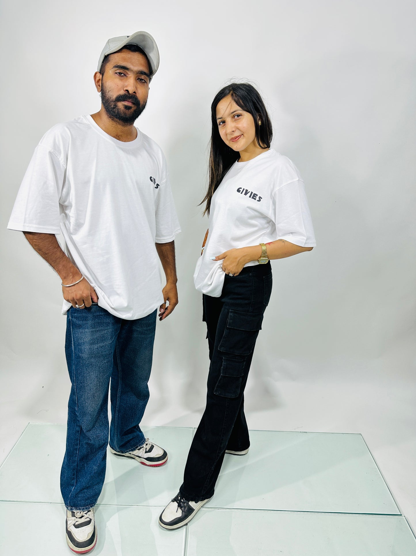 White Printed Oversized T-Shirts - CIVIES