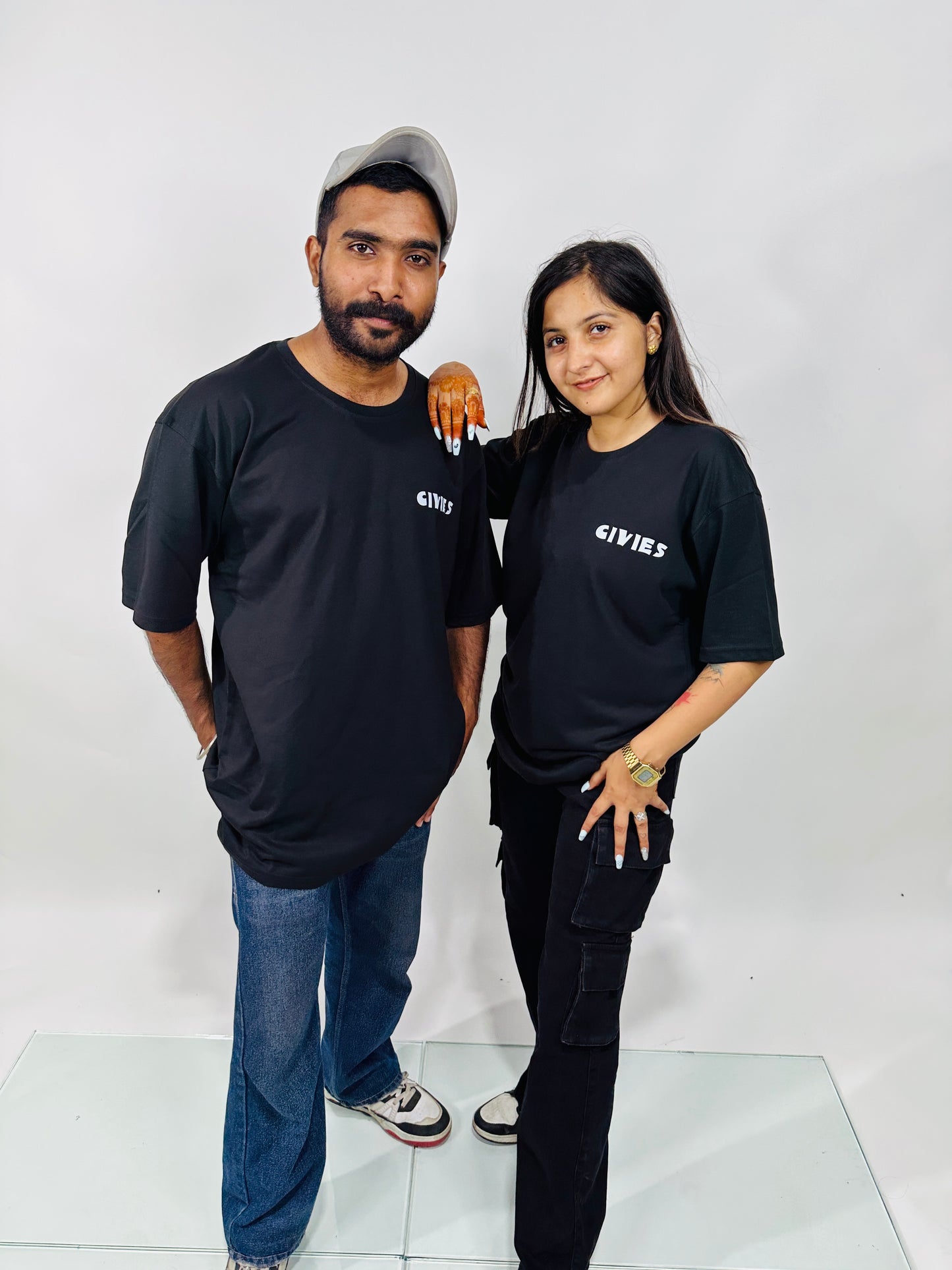 Black Printed Oversized T-Shirts - CIVIES