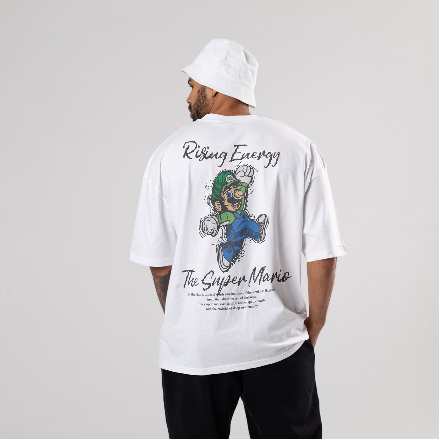 Colorful MARIO Oversized T-Shirts: White: Clean Minimalist Chic - CIVIES
