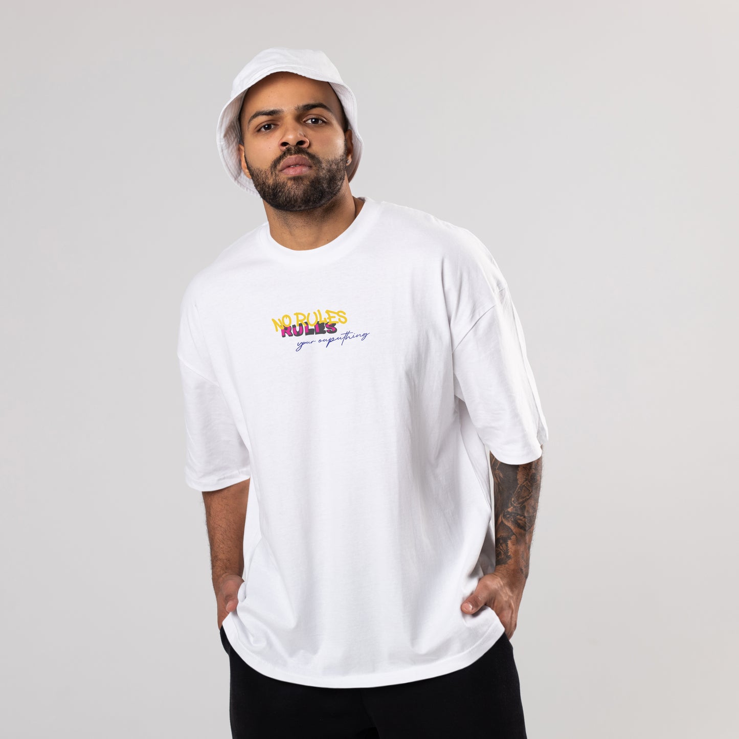 Colorful NO-RULES Oversized T-Shirts: White: Clean Minimalist Chic - CIVIES