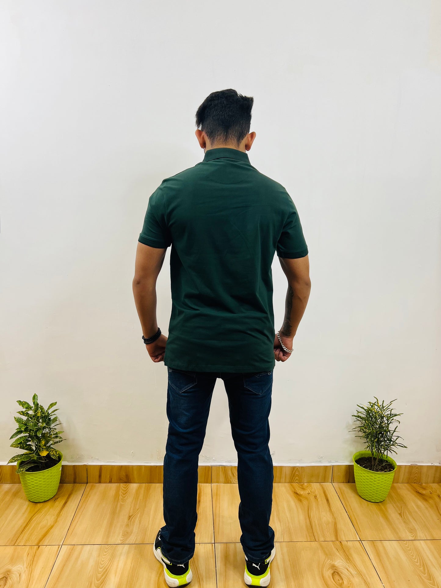 Bottle Green Collar T-shirt (2001J) - CIVIES