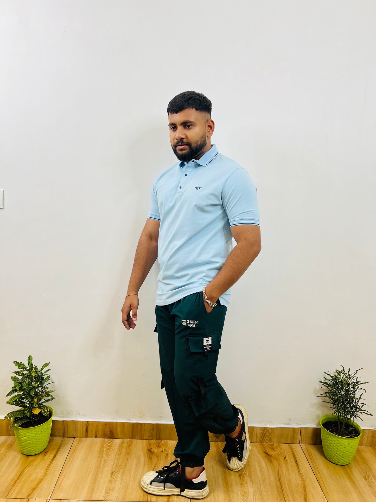 Sky Blue- Black & White Striped T-shirt (6001D) - CIVIES