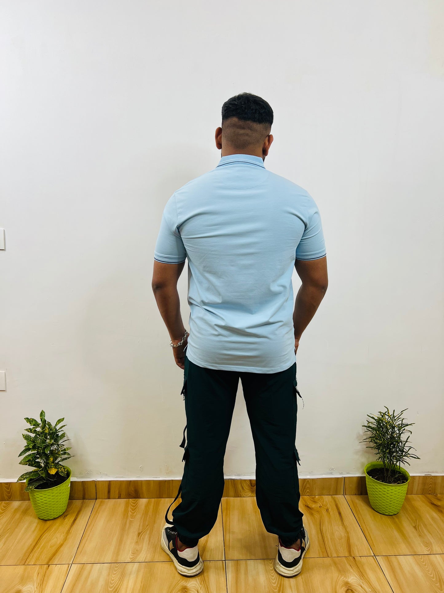 Sky Blue- Black & White Striped T-shirt (6001D) - CIVIES