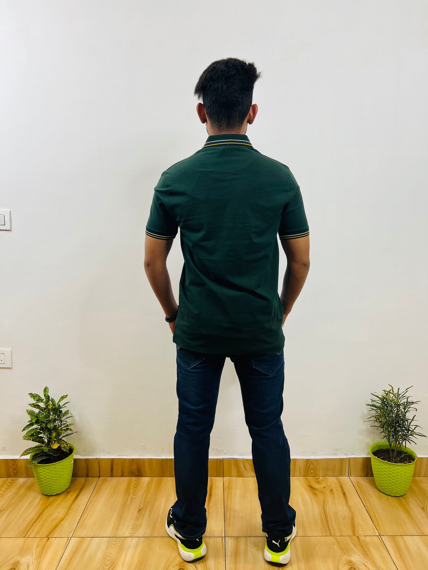 Dark Green- White Yellow Striped T-shirt (6001B) - CIVIES