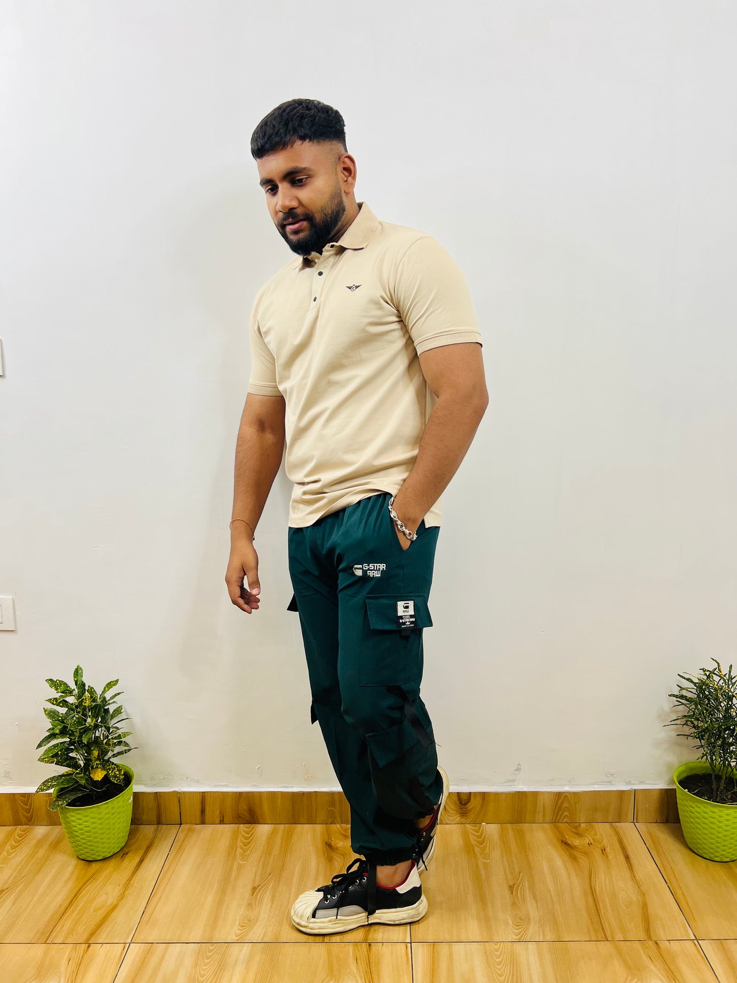 Cream Khakhi Collar T-shirt (2001G) - CIVIES