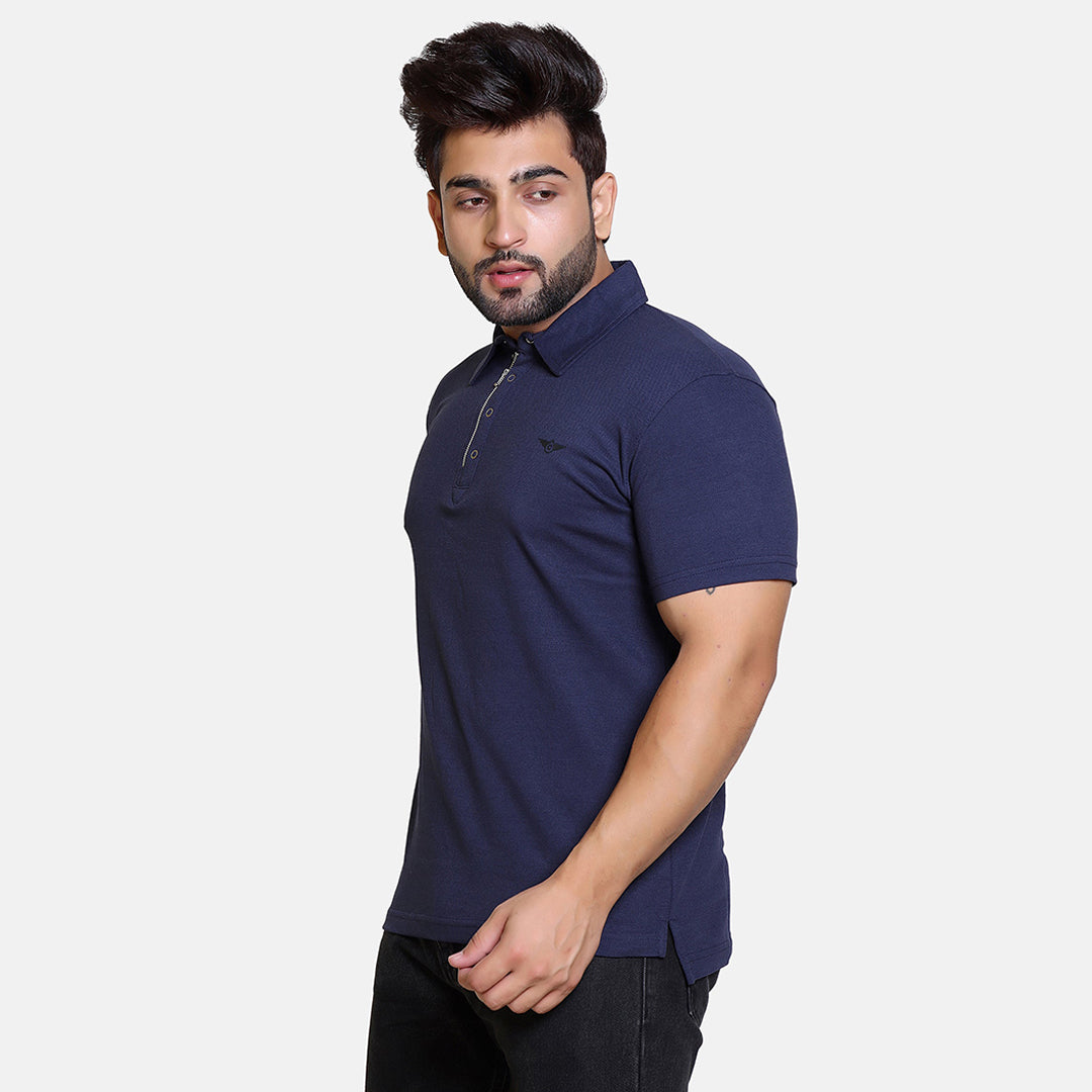 Blue Smart Zipper Polo