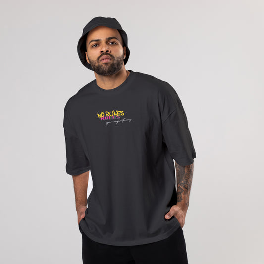 Colorful NO-RULES Oversized T-Shirts: Black: Sleek Monochrome Edge