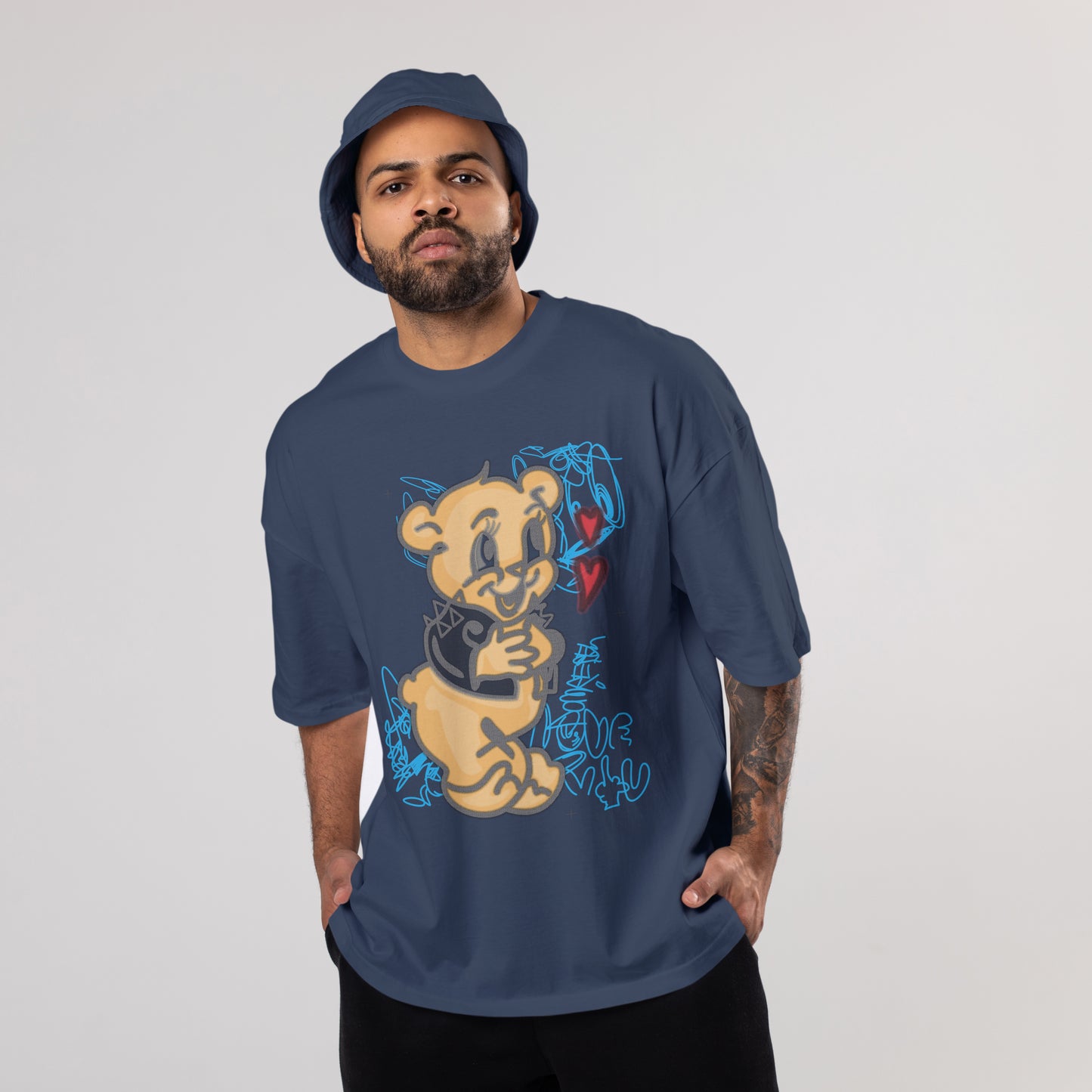 Colorful DOMREBEL Oversized T-Shirts: Navy Blue: Classic Deep Indigo