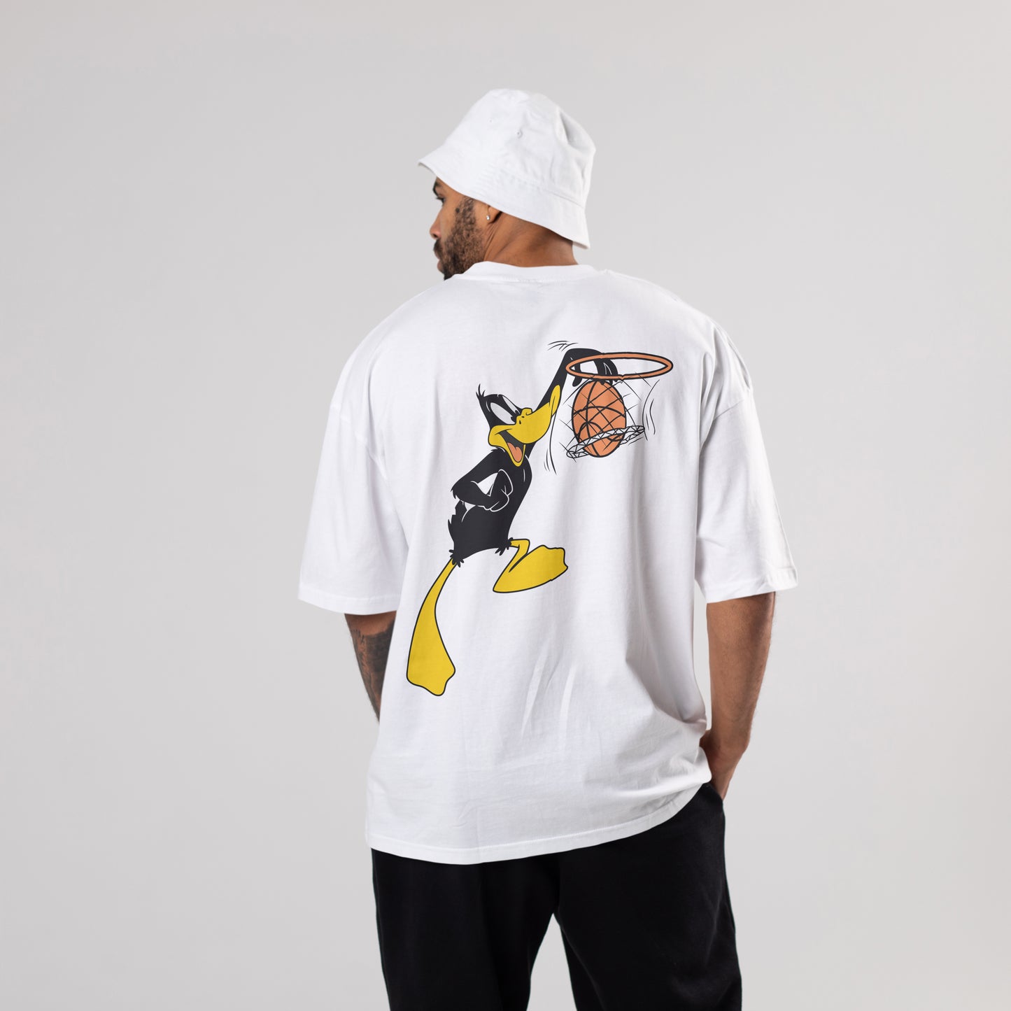 Colorful DAFFY Oversized T-Shirts: White: Clean Minimalist Chic