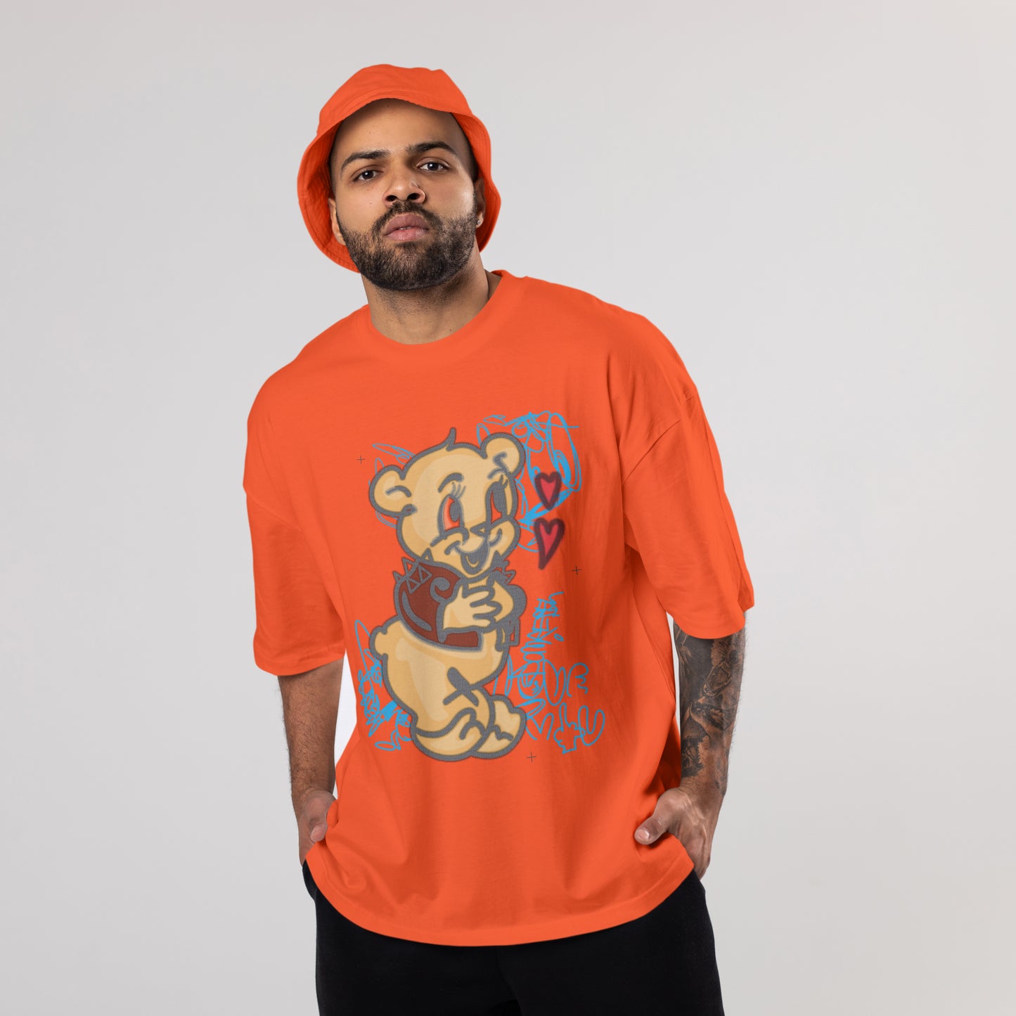 Colorful DOMREBEL Oversized T-Shirts: Orange: Energetic Tangy Zest