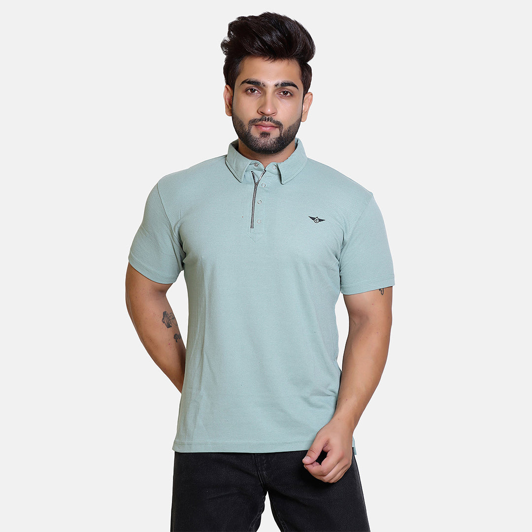 Sage Green Smart Zipper Polo