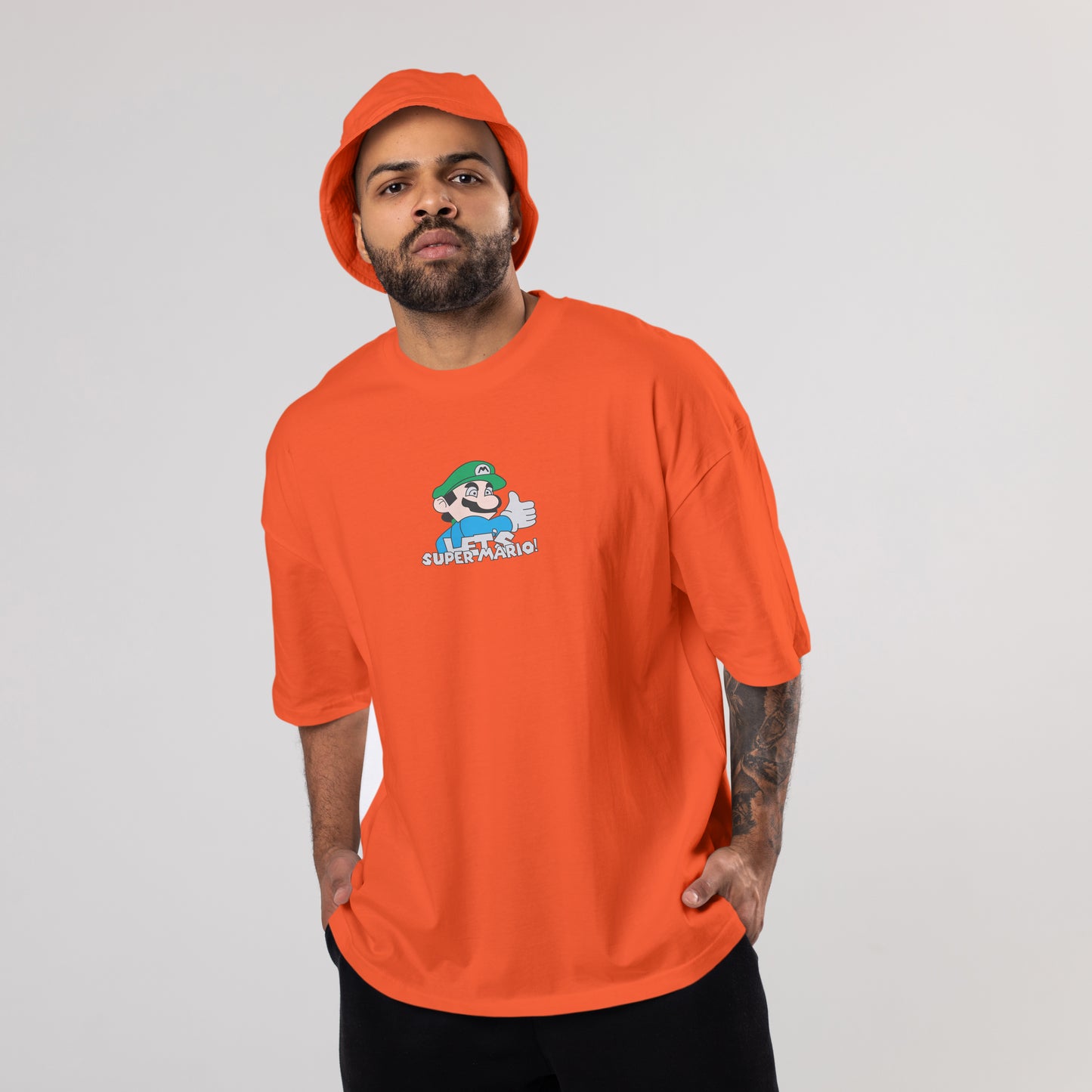 Colorful MARIO Oversized T-Shirts: Orange: Vibrant Citrus Burst