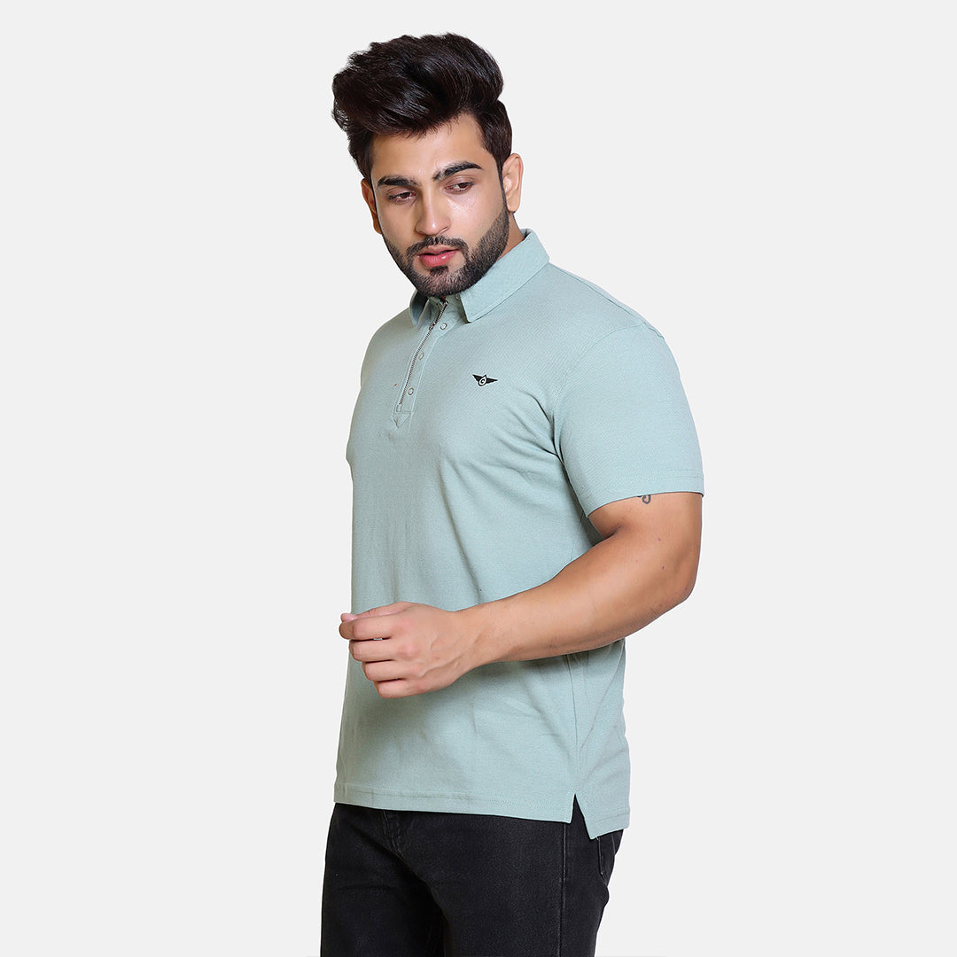 Sage Green Smart Zipper Polo