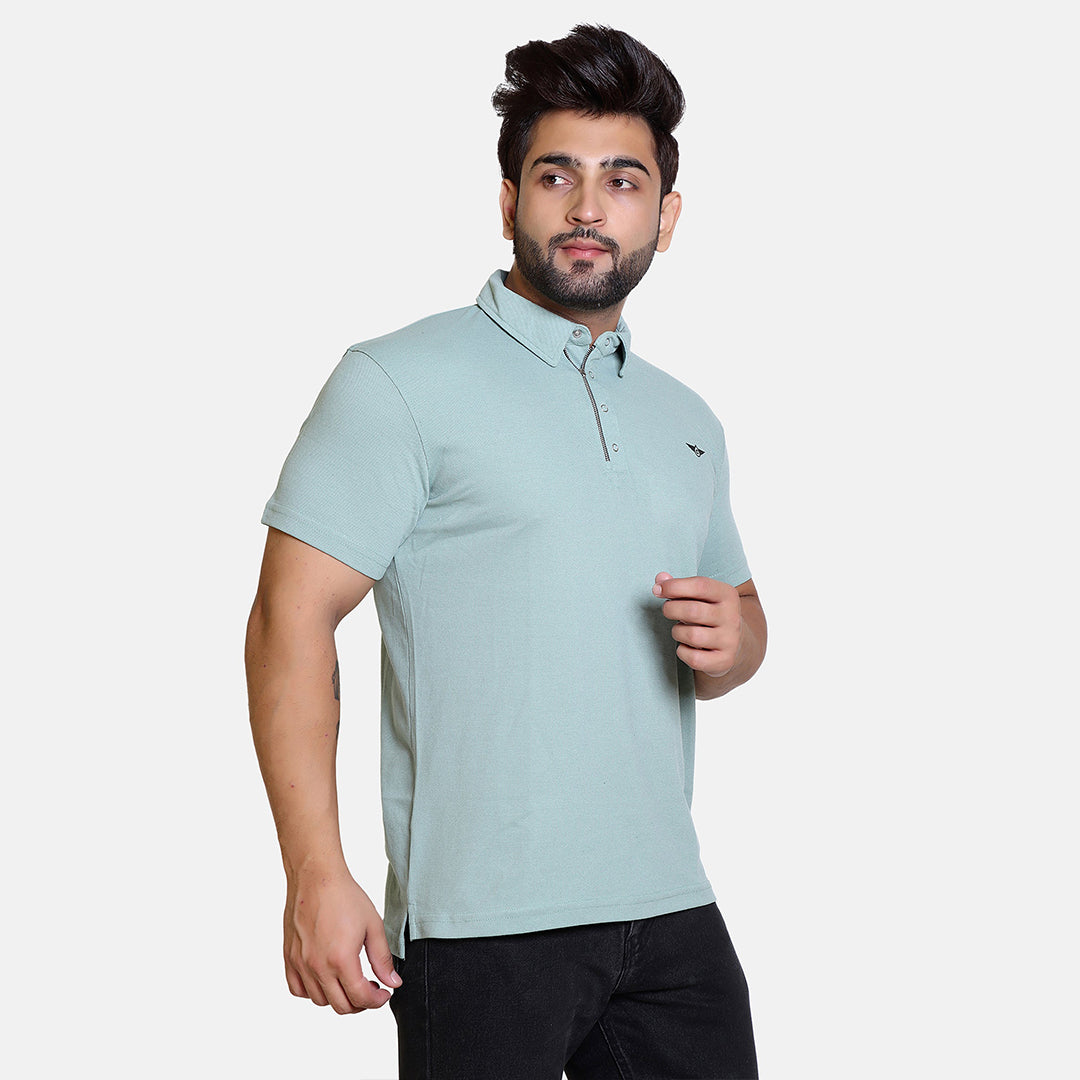 Sage Green Smart Zipper Polo