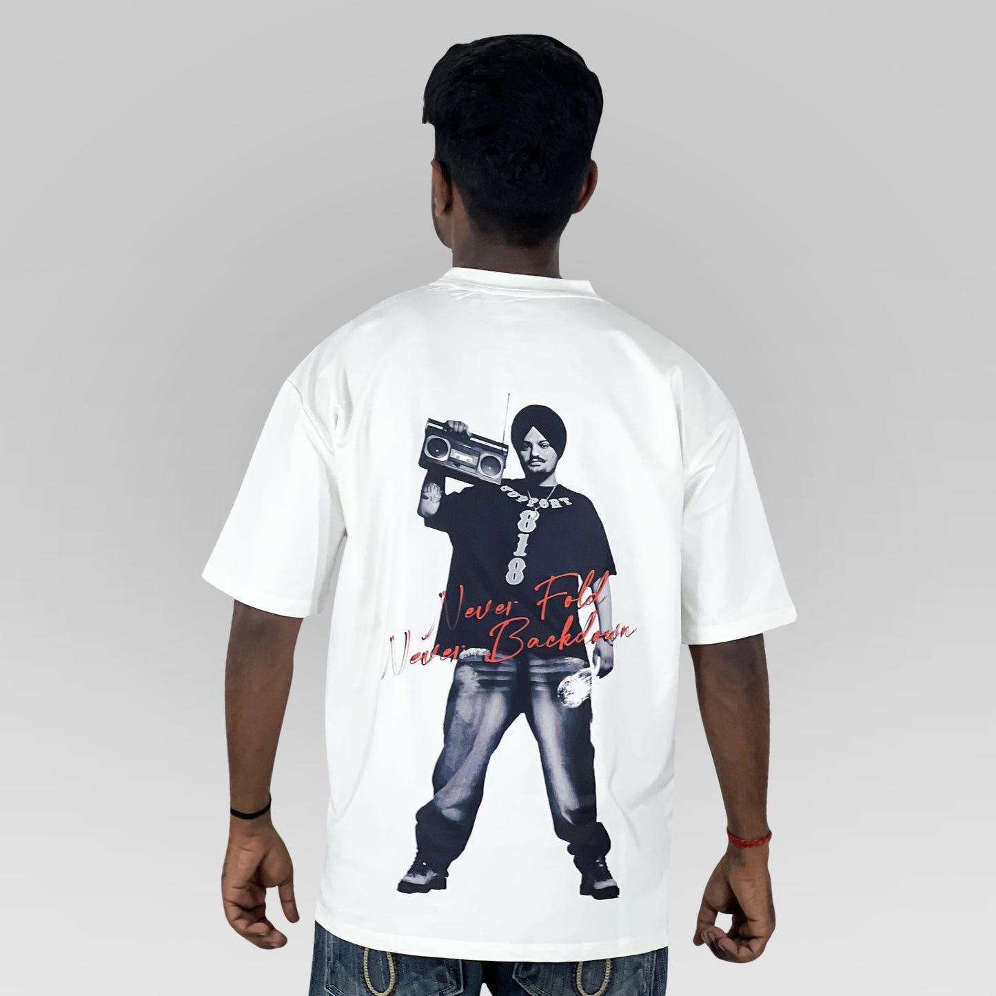 Sidhu Moosewala Never Fold Never Back Down Oversized T-Shirt