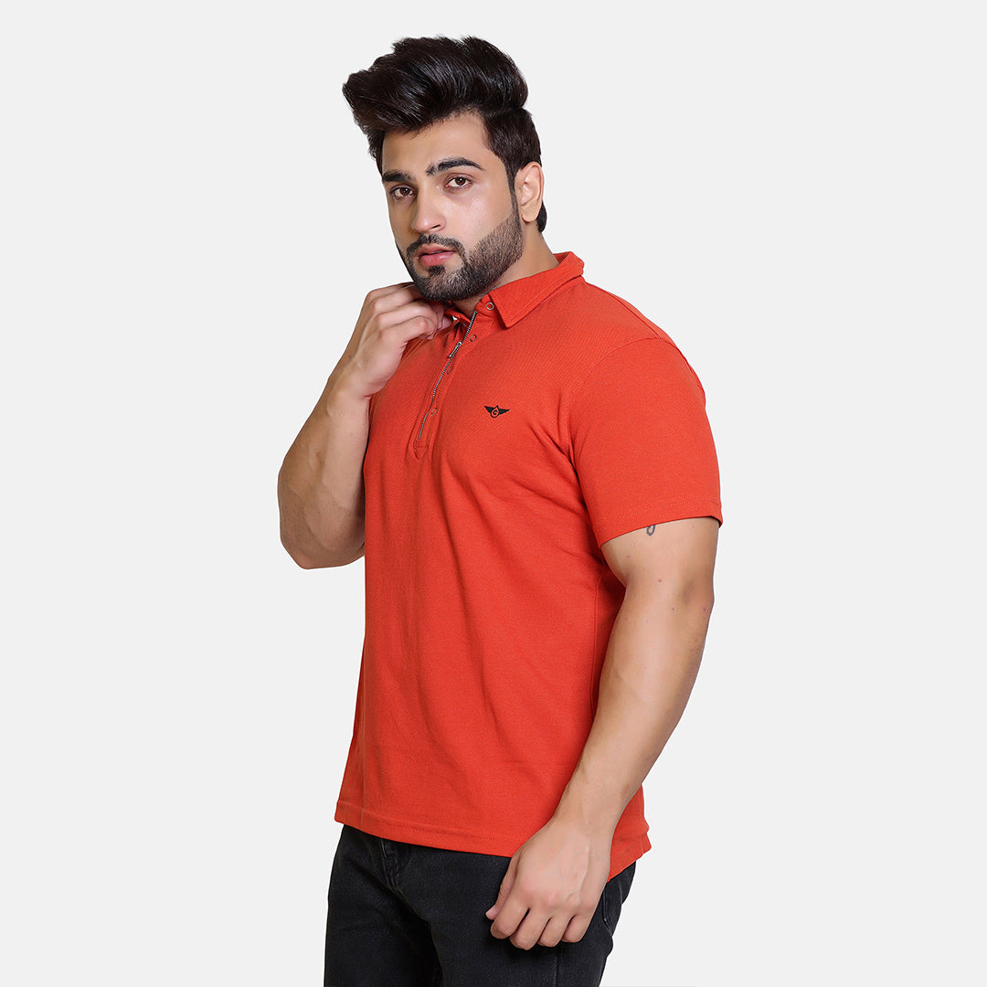 Orange Smart Zipper Polo