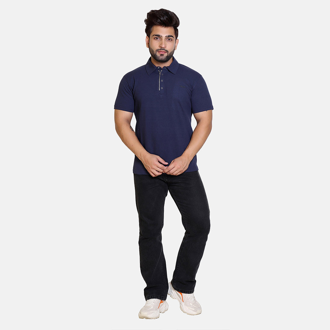 Blue Smart Zipper Polo