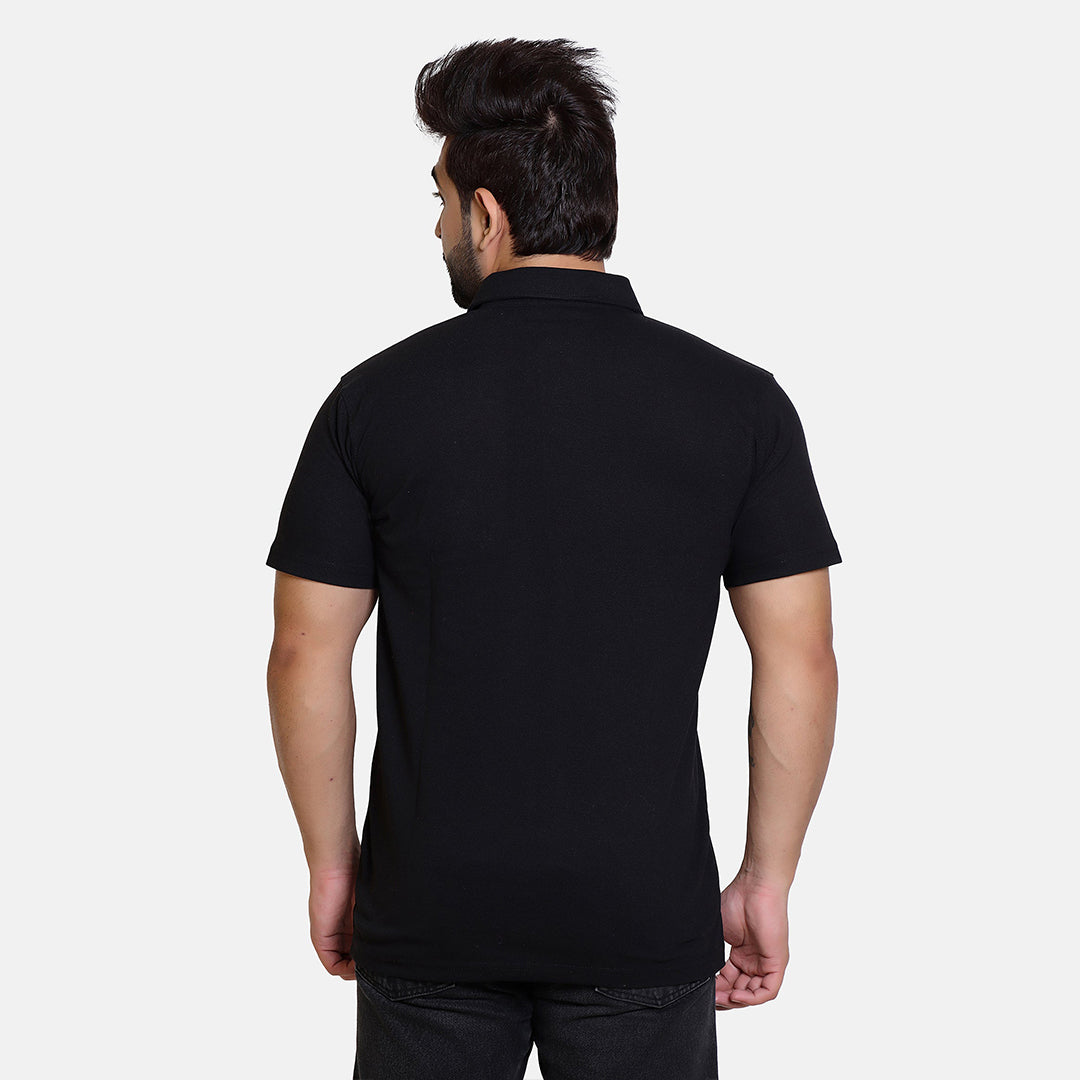 Black Smart Zipper Polo