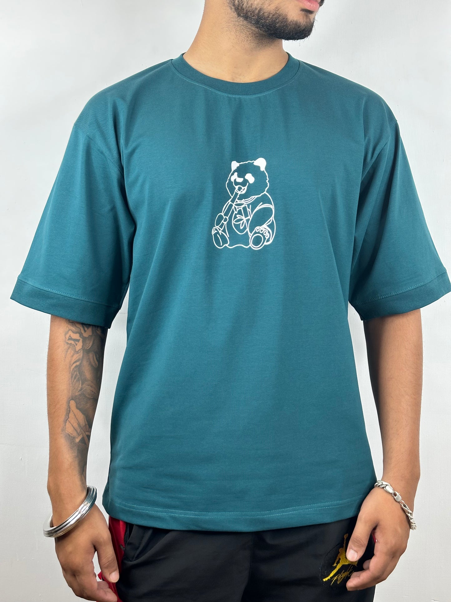 Colorful PANDA Oversized T-Shirts: Green: Fresh Nature Inspired