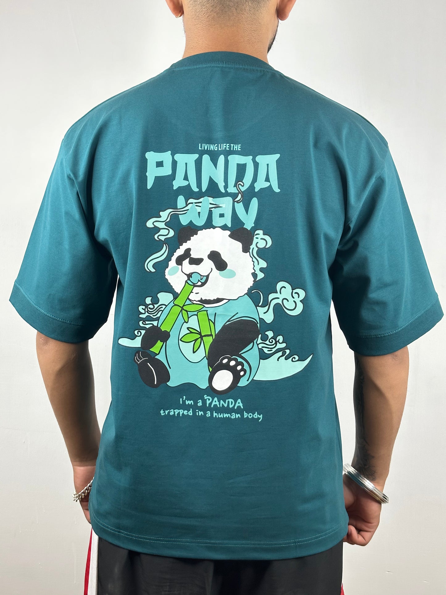 Colorful PANDA Oversized T-Shirts: Green: Fresh Nature Inspired