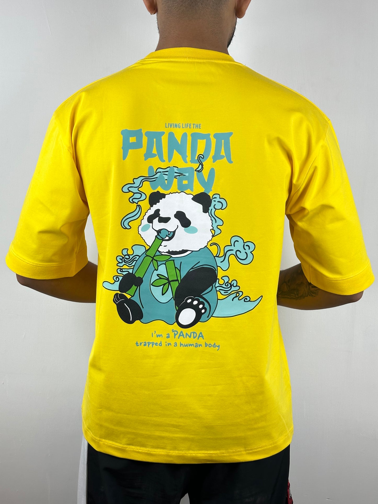 Colorful PANDA Oversized T-Shirts: Yellow: Sunny Retro Fun