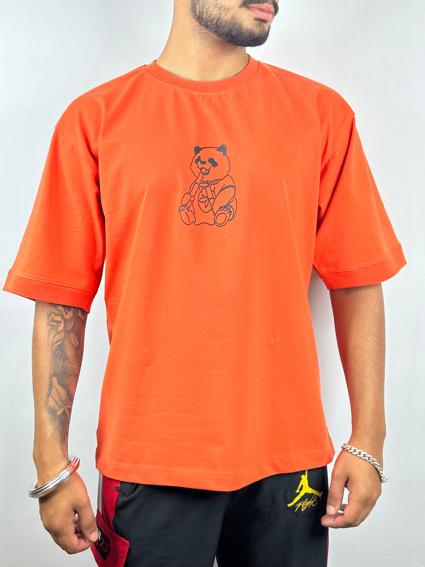 Colorful PANDA Oversized T-Shirts: Orange: Vibrant Citrus Burst