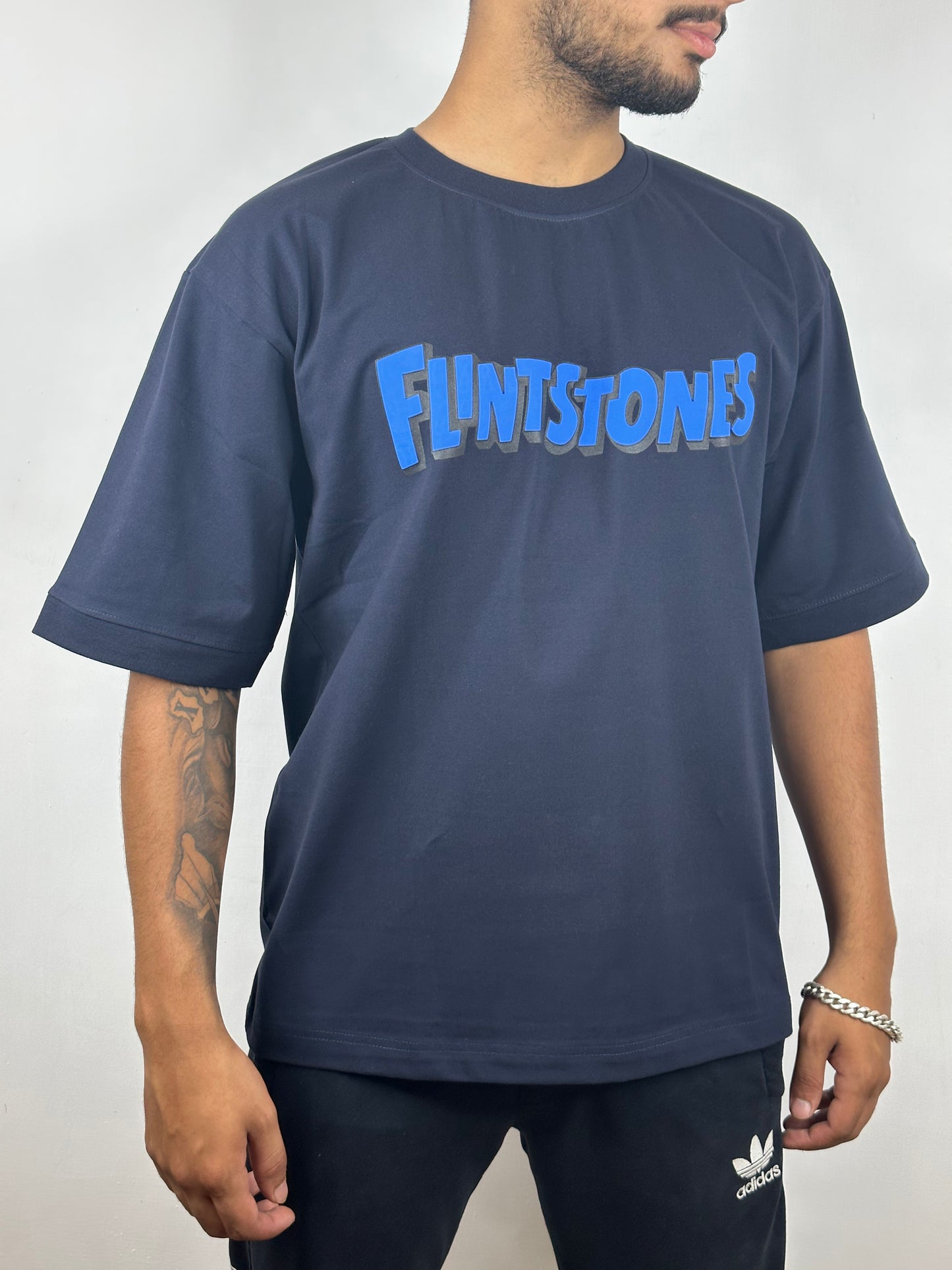 Colorful FLINTSTONES Oversized T-Shirts: Navy Blue: Classic Coolness