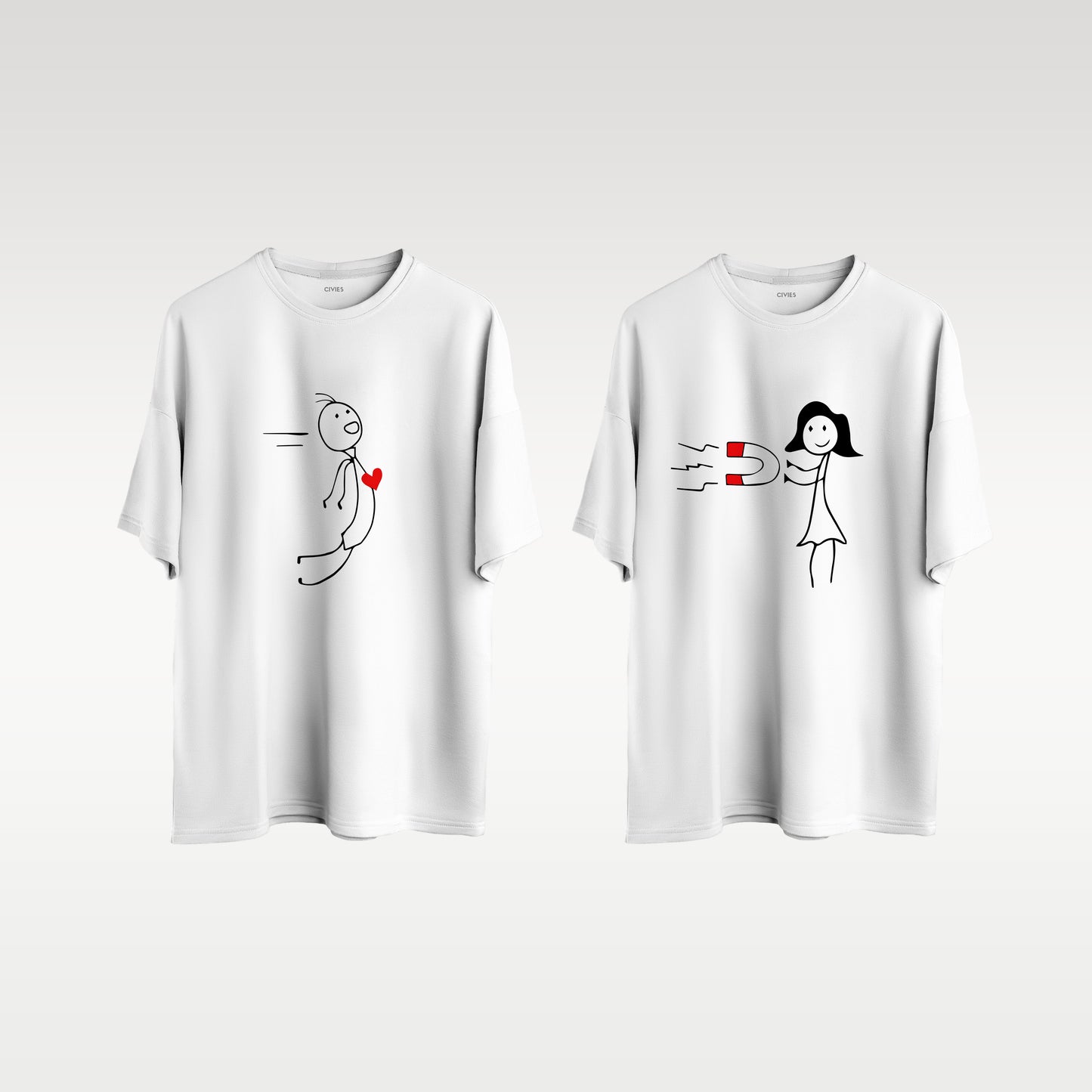 Pack Of 2 - Valentine Special Oversized T-Shirt